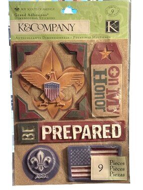 K&Company Boy Scouts Of America Grand Adhesions Dimensional Stickers 9pc NSP